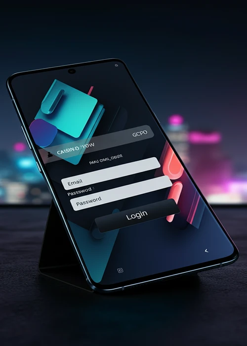 Schermafbeelding van het Nyxbets Casino inlogscherm met velden voor e-mail en wachtwoord, en opties voor sociale media login, symboliserend directe toegang tot spellen.